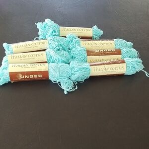 Unger Italian Cotton Yarn in Aqua Bundle Of 7 Skeins Of 100%cotton Yarn